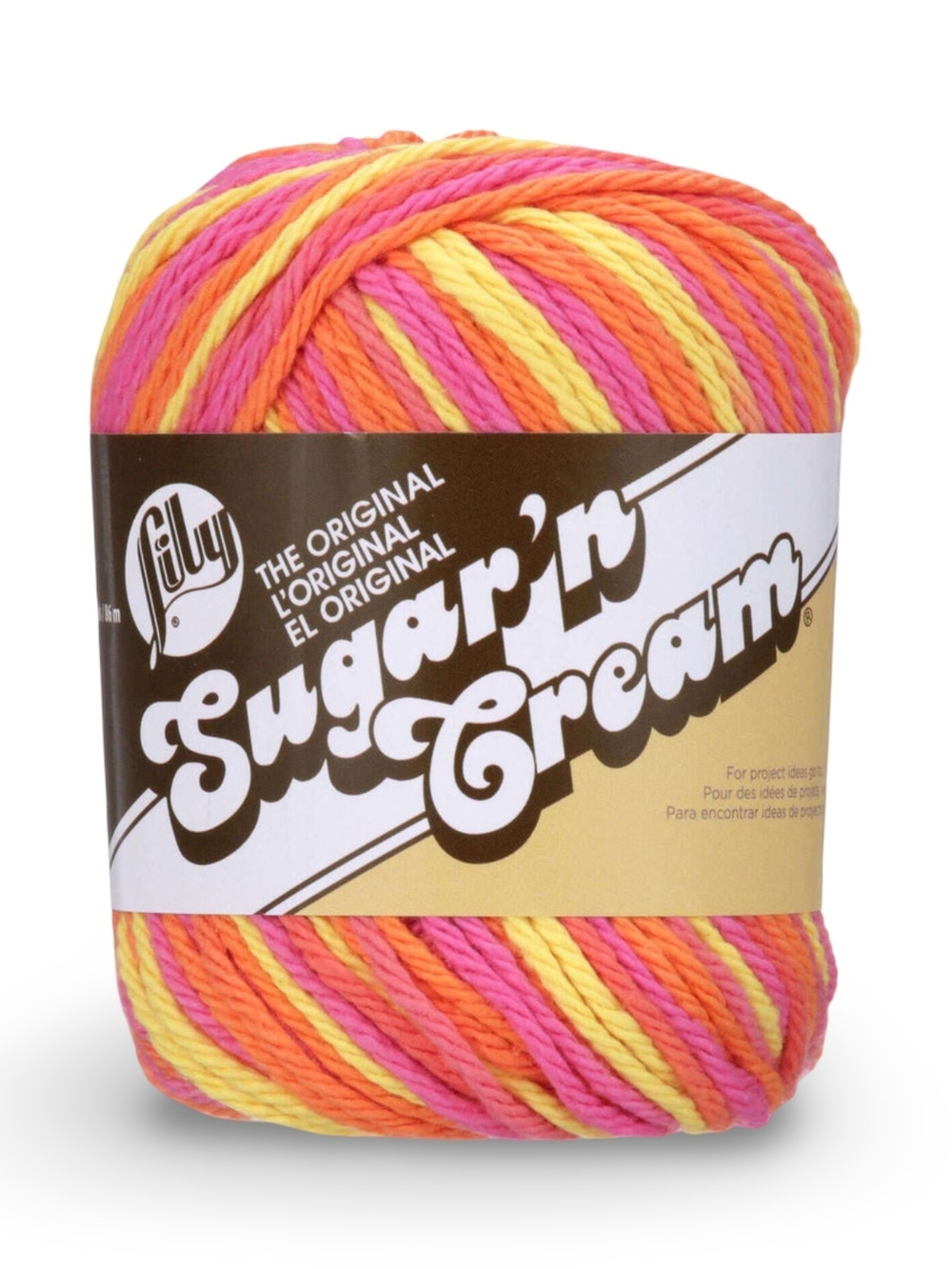 Lily Sugar'n Cream Variegated Pink Orange Yellow Cotton Yarn
